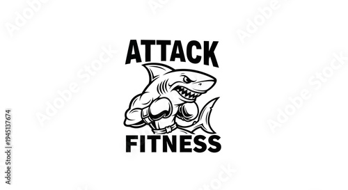 Aggressive Muscular Shark with Boxing Gloves Fitness Gym Logo Design