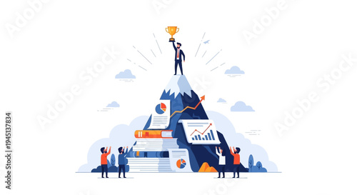 Business people reaching success goals.