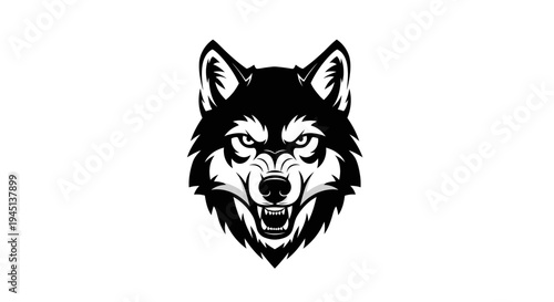 Aggressive Snarling Wolf Head Logo Illustration