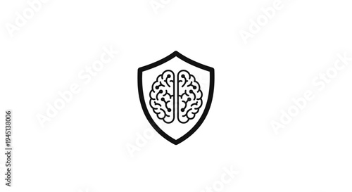 Wallpaper Mural Brain Protection Shield Icon, Mental Health Security, Intellectual Property Defense Torontodigital.ca