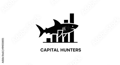 Capital Hunters: Shark and Bar Graph for Financial Growth and Investment Strategy