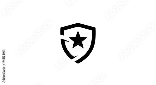 Broken Security Shield with Star Icon, Vector Illustration of Damaged Protection