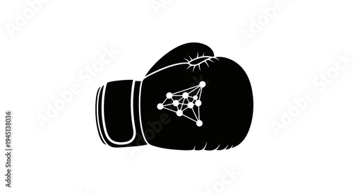 Boxing Glove with Neural Network Symbol - AI, Strategy & Strength Concept