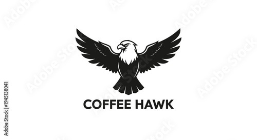 Coffee Hawk Logo Design with Majestic Eagle Flying Icon