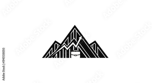 Business Growth Mountain Logo with Upward Graph and Briefcase Icon