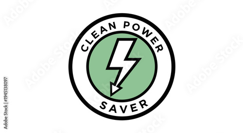 Green clean power saver logo emblem.