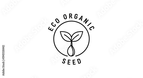 Eco Organic Seed Logo Icon - Plant Sprout Symbol for Sustainable Natural Growth