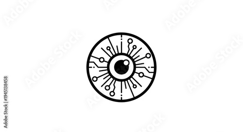 Digital Eye with Circuit Board Design - AI, Technology, and Surveillance Concept