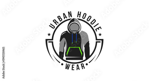 Urban hoodie with green accents.