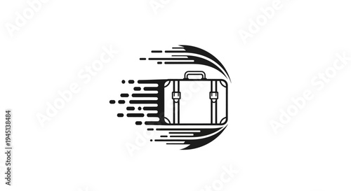 Dynamic Suitcase Travel Icon with Speed Lines for Fast Journey Concept
