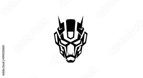Geometric Robot Head Icon - Futuristic AI Cyborg Face Logo Design
