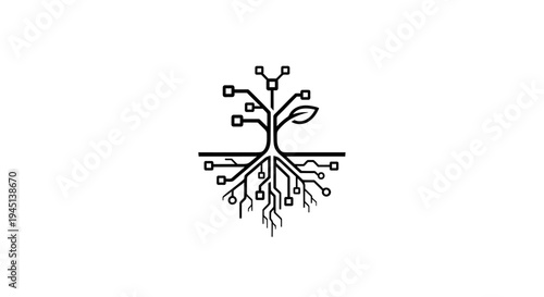 Innovative digital tree logo, merging technology, nature, and data for sustainable growth.