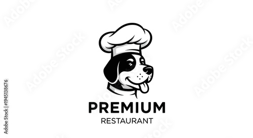 Happy Dog Chef Logo for Premium Restaurant Mascot Design