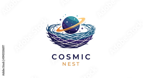 Cosmic Nest Logo With Planet Earth.