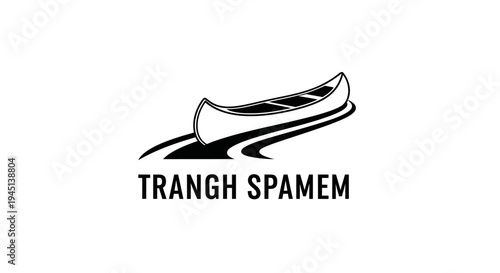 Minimalist Canoe on Water Logo Icon Vector Illustration