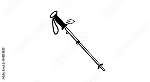 Minimalist Line Art Illustration of a Trekking Pole for Outdoor Hiking and Adventure