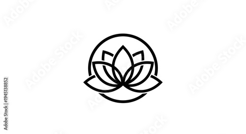 Minimalist lotus flower symbol in a circle, elegant spiritual design