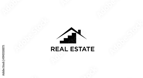 Minimalist Real Estate Logo with House and Stairs Icon - Property Development Concept