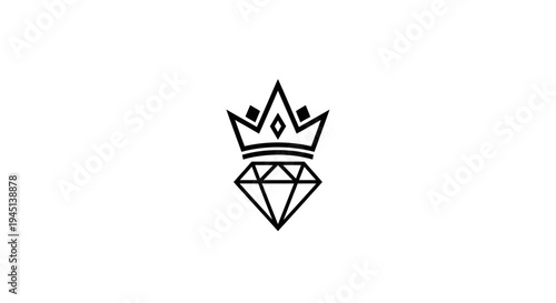 Minimalist Crown and Diamond Logo Design - Royalty and Luxury Symbol
