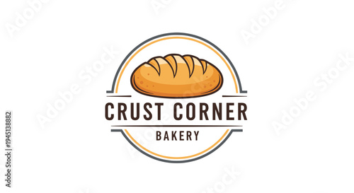 Golden crusty bread bakery logo design.