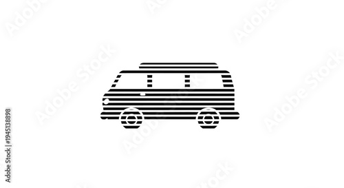 Minimalist Striped Van Icon Black and White Graphic Design