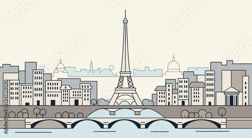 Eiffel Tower Paris France Landmark Icon.