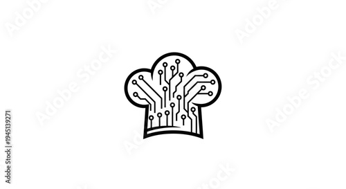 Smart Chef Hat Logo with Circuit Board Design for Culinary Technology