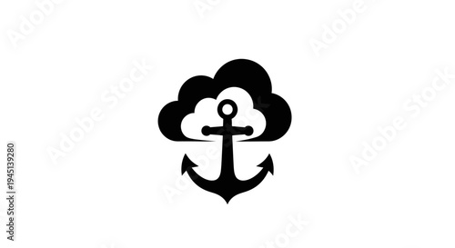 Secure Cloud Computing Anchor Icon for Data Storage and Network Reliability