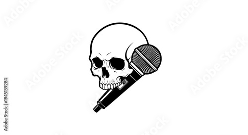 Skull Microphone Illustration for Audio, Music, and Dark Concepts