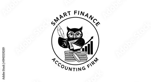 Smart Finance Accounting Firm Logo with Wise Owl, Books, and Growth Chart