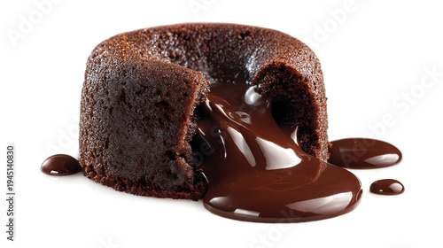 Decadent chocolate lava cake with overflowing center