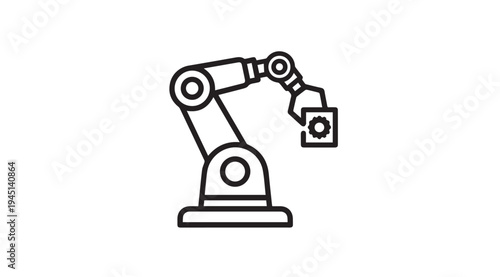 Industrial Robotic Arm Picking Up Gear Component in Factory Assembly Line Technology