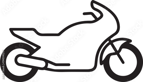 Vector motorcycle icon, black line art