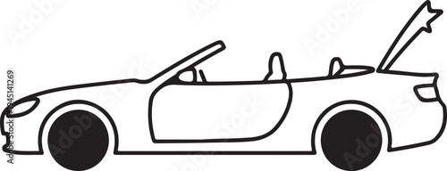 Vector illustration of a black and white convertible sports car