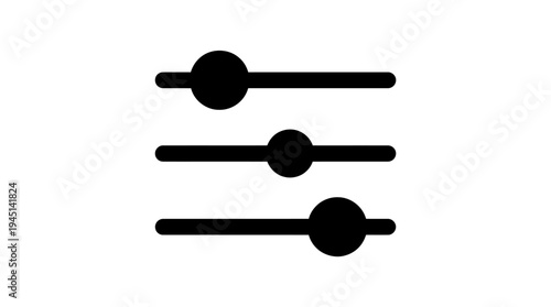 Settings icon with sliders and knobs on horizontal lines, symbolizing customization, preferences, and adjustable parameters in digital applications.