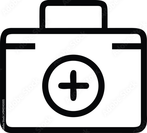 First aid kit icon with plus symbol medical bag health