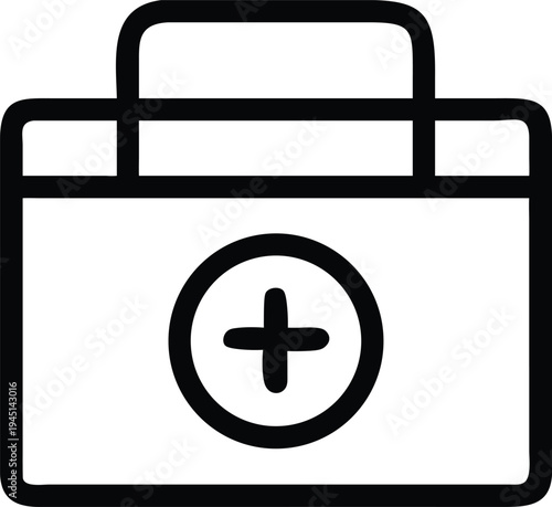 First aid kit icon with plus symbol medical bag health