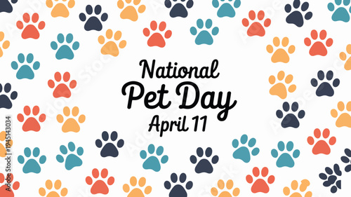 Colorful paw prints celebrate national pet day on april 11 with vibrant animal footmarks