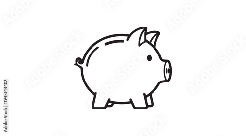 Piggy Bank Coin Saving Icon Vector Illustration Simple Outline Financial Concept