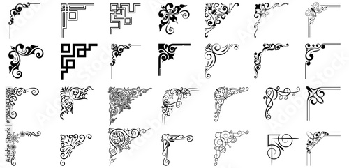Vintage decorative corner ornaments. Vintage corner set. vector frame corners