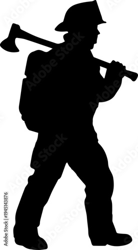 Lumberjack Carrying Axe on Shoulder Silhouette