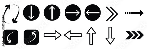Arrow icon set, arrow cursor.   simple arrows.  collection, different arrow signs, black and green arrows icons. white background, EPS10