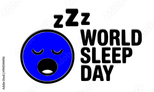  World Sleep Day banner featuring a sleepy blue emoji face with ZZZ symbols, promoting global awareness of healthy sleep habits, rest, insomnia prevention, and overall wellness worldwide.