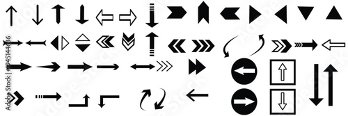 Arrow icon set, arrow cursor.   simple arrows.  collection, different arrow signs, black arrows icons. white background , EPS10