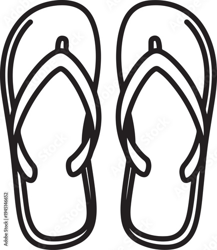 Black outline of a pair of flip flop sandals flip flops footwear summer beach