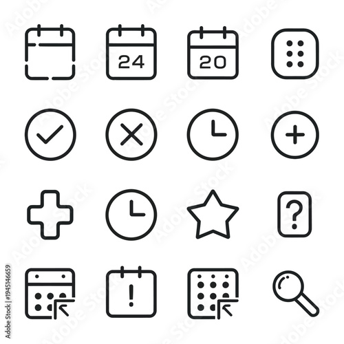 A collection of various icons representing different functions and actions isolated on white background, Vector, illustration