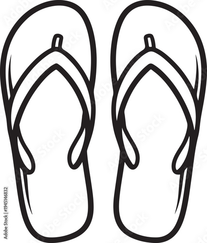 Black outline of a pair of flip flop sandals footwear shoe 2 summer