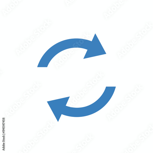 Two blue arrows in a circular motion, representing continuity or refresh