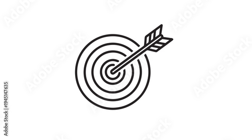 Target with arrow hitting bullseye simple line art icon symbol of success and achievement
