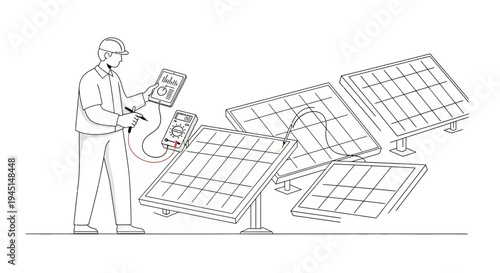 Man working with solar panels equipment.